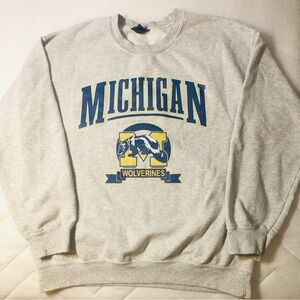 Vintage Michigan Wolverines College football Sweatshirt Grey Sz Large Gildan Y2K